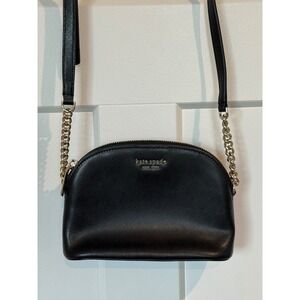 Kate Spade Black Saffiano Leather Dome Crossbody Bag Chain Strap